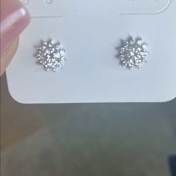 Sparkling Moissanite Stud Earrings in Silver - Picture 2 of 4